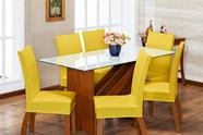 Kit 4 Capas Para Cadeira Jantar Malha Com Elástico Amarelo