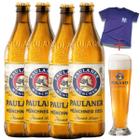 Kit 4 Cerveja Alemã Paulaner Munchner Hell + Copo + Camiseta