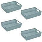 Kit 4 Cesto Organizador Juta A3 11,5 L 45x32x9,5 Cm AZUL