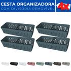 Kit 4 Cesto Organizador Rattan c/ Divisória Removível 23x8