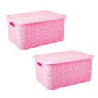 Kit 4 Cestos Caixa Rattan Organizador Multiuso 7,8 L Rosa 1775 Lig Brink