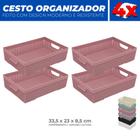 Kit 4 Cestos Organizador Armário Gaveta Lavanderia M 33x23 - Jaguar