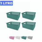 Kit 4 Cestos Organizador Gaveta Armário Trama Rattan P 19x7 - Fermoplas