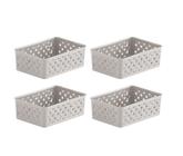 Kit 4 Cestos Organizadores Multiuso Rattan 19x13x7cm Creme