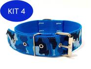 Kit 4 Coleira para cachorro em nylon azul nº 8 56 cm a 68 cm