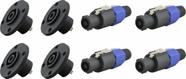 Kit 4 Conector Macho Speakon ul 4 Polos Com Conector