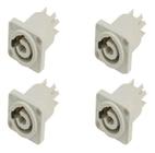 Kit 4 Conector Powercon Out 3 Vias Femea Painel Branco Pratt