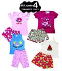 Kit 4 Conjunto Infantil Menina Verão em cotom 1 ao 8