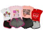 Kit 4 Conjuntos Infantil Menina Verão Roupa Criança Blusas