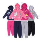 Kit 4 Conjuntos Moletom Zíper com Calça Infantil Menina 1 ao 8