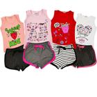 Kit 4 Conjuntos Regata Infantil Menina Verão Roupa Crianças