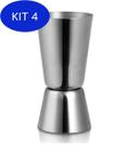 Kit 4 Copo Dosador Duplo Aço Inox Para Bebida 20/40Ml Caipirinha - Imports