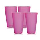 Kit 4 Copos Big Drink Rosa 550 Ml Acrílico Poliestireno