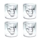 Kit 4 Copos Caveira 150ml Skull de Vidro Doomed Shot Bar