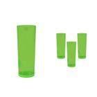 Kit 4 Copos Long Drink Cristal Verde Neon 330Ml Plástico