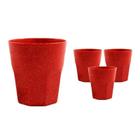 Kit 4 Copos Mini Roma Fibra Madeira Vermelho 300Ml