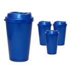 Kit 4 Copos Mug Azul 320Ml Plástico Premium