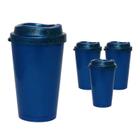 Kit 4 Copos Mug Fibra Madeira Greencolors Azul 320Ml