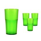 Kit 4 Copos Roma Cristal Verde Neon 370Ml Plástico