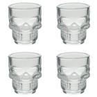 kit 4 Copos Shot Vidro Sodo Cálcico Caveira Rock Style 50ml