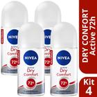 Kit 4 Desodorante Roll-On Dry Comfort Active 50ml - Nivea