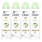 Kit 4 Desodorantes Aerosol Dove Go Fresh Pepino E Chá Verde 150ml