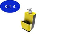 Kit 4 Dispenser Para Detergente De Pia 500Ml Amarelo Com Preto