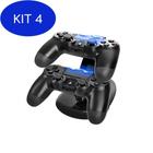 Kit 4 Dock Station Duplo Para Controle Ps4 Base Carregadora