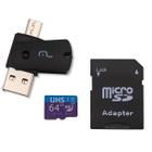 Kit 4 em 1: Cartão De Memória Micro SD 64gb + Adaptador Pendrive + Adaptador SD Multilaser MC152