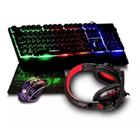 Kit 4 Em 1 Teclado Mouse Mousepad Fone Headset Gamer Jogador