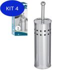 Kit 4 Escova Sanitária Inox Com Suporte Para Banheiro