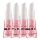 Kit 4 Esmalte Risqué Cor Granulado Rosé Glitter 8ml