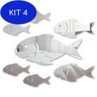 Kit 4 Espelho Decorativo Peixes 7 peças em Acrílico