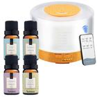 Kit 4 Essências Suaves Via Aroma Aromaterapia 10ml + Difusor Aromático