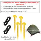 Kit 4 Estaca + 2 Elástico para Barracas Gancho Praia Camping - Ficlar