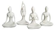 Kit 4 Estátuas Enfeite Decorativo Posições De Yoga Branco