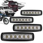 Kit 4 Faróis de Milha Retangular Slim Universal 6 LEDs 18W 12/24V Carro Moto Caminhão Jeep Off-Road - Kit Prime