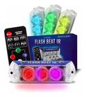 Kit 4 Faróis Strobo Flash Beat Ir Controle Som Automotivo Rgb Zendel