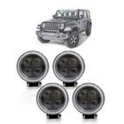 Kit 4 Farol De Milha Auxiliar 4 Led Redondo Off-Road Trilha - fx automotive