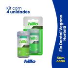 Kit 4 Fios Dentais Hortelã Vegano 50m Hillo Econômico Sabor Refrescante