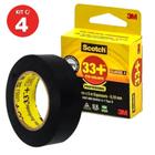 Kit 4 Fita Isolante 33+ 3M Scotch 19mm X 10 Metros