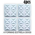 Kit 4 Formas 3d Molde Placa Gesso 30x30 Estrela