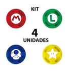 Kit 4 Grips Capa Analógico Super Mario para Joy-con Capinha Borrachinha N Switch Joycon