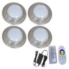 Kit 4 Hiper Led 6W Luz Azul Inox 316L Controle Touch E Fonte