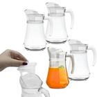 Kit 4 Jarra Vidro Com Tampa Transparente 1,3l De Água Suco Drinks - CASAMBIENTE