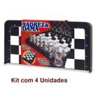 Kit 4 JOGO XADREZ E DAMA CLASSIC TABULEIRO ESTOJO PÇ MACIÇAS