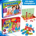 Kit 4 Jogos Lig Lig Emboscada 4 em Linha Artista Mirim Infantil Pedagógicos Didáticos