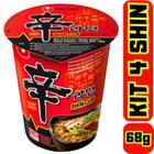 Kit 4 Lamen Coreano Copo Shin Ramyun 68G Comida Coreana