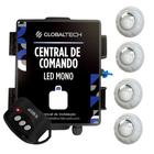 Kit 4 Led Piscina Monocromático 9W + Central + Controle - Luxpool