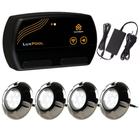 Kit 4 Led Rgb 9W Inox Piscina + Comando Wifi Luxpool + Fonte